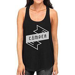 Camper Womens Black Cute Tank Top Trendy Graphic For Camping Lovers
