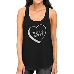 Feeling Empty Heart Women Black Sleeveless Shirt Cute Graphic Tanks