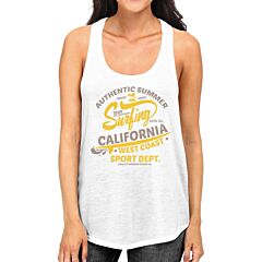 Authentic Summer Surfing California Womens White Tank Top