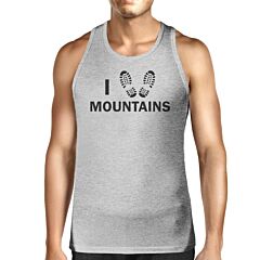 I Heart Mountains Men's Gray Round Neck Tank Top Earth Day Inspired