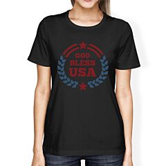 God Bless USA American Flag Shirt Womens Black 4th Of July T Shirt