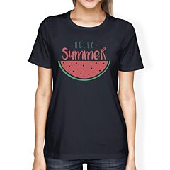 Hello Summer Watermelon Womens Navy Shirt