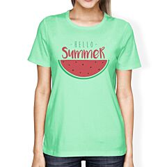 Hello Summer Watermelon Womens Mint Shirt