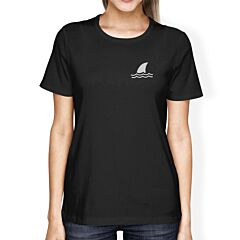 Mini Shark Black Womens Lightweight Graphic Tshirt Summer Gift Idea