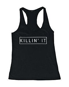 Women's Black Cotton Graphic Tank Top - Killin' It Killing It Tanks