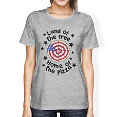 Land Of The Free Pizza Shape American Flag Design Graphic T-Shirt