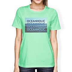 Oceanholic Womens Mint Graphic Lightweight Tropical Design Tshirt