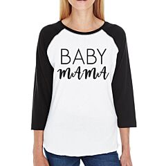 Baby Daddy Baby Mama And Baby Womens Black And White BaseBall Shirt