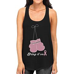 Bring It On Breast Cancer Awareness Boxing Womens Black Tank Top