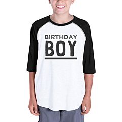 Birthday Boy Black And White Kids Baseball Shirt
