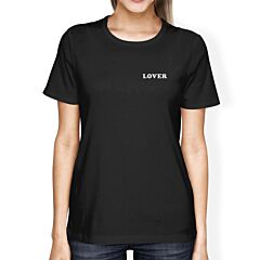 Lover Women's Black T-shirt Lovely Design Round-Neck Shirt For Her
