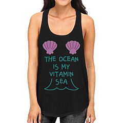 The Ocean Is My Vitamin Sea Womens Cute Racerback Summer Top Cotton