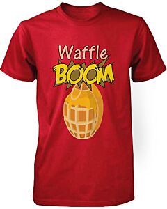 Grenade Waffle Boom Men's Graphic Shirt in Red Humorous Tee Funny Unisex Tshirt