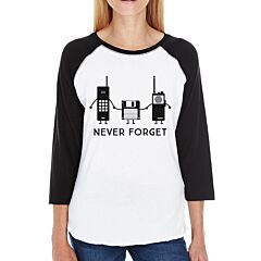 Never Forget Womens Black And White Baseball Shirt