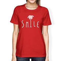 Smile Palm Tree Womens Round Neck Cute Tropical Palm Tree T-Shirt
