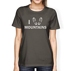 I Heart Mountains Women's Dark Grey T Shirt Cute Gift Idea For Him