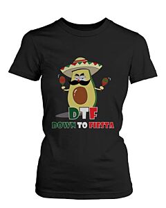 Funny Graphic Statement Womens Black T-shirt - Down To Fiesta