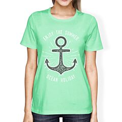 Enjoy The Summer Ocean Holiday Womens Mint Shirt