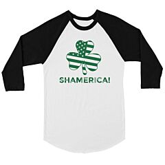 Shamerica Flag Womens Baseball Tee Cute St Patrick's Day Shirt Idea