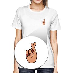 Cross Finger Pocket T-shirt Back To School Tee Ladies Cute Shirt