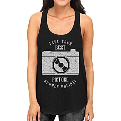 Take Your Best Picture Summer Holiday Womens Black Tank Top