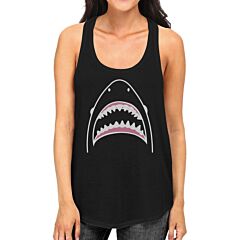 Shark Womens Black Cute Sleeveless T-Shirt Summer Cotton Tank Top
