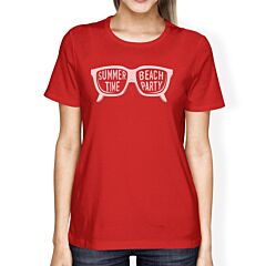 Summer Time Beach Party Womens Red Shirt