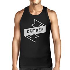 Camper Men's Black Cute Tank Top Trendy Graphic For Camping Lovers