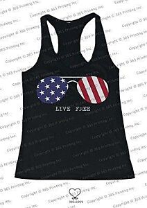 Red White and Blue Collection - Live Free Sunglasses Women's Tank Top