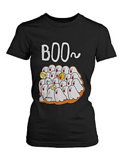 Boo Egg Haunt Funny Graphic Design Printed Cute Women's Shirt