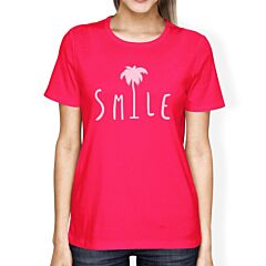 Smile Palm Tree Hot Pink Womens Lightweight Summer Graphic Shirt
