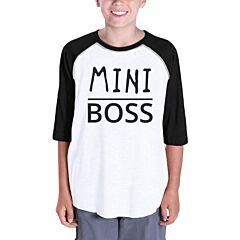 Boss Family Kids Black And White BaseBall Shirt