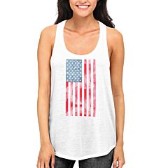 USA American Flag Women's White Tank