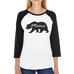 Papa Mama Baby Bears Womens Black And White Baseball Shirt