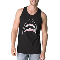 Shark Mens Black Sleeveless Tshirt Summer Cotton Tanks Gift For Him