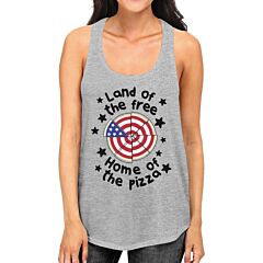 Land Of The Free Humorous 4th Of July Design Tanks For Pizza Lovers