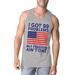 Freedom Ain't One Mens Grey Sleeveless Shirt For Independence Day