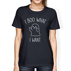 I Boo What I Want Ghost Womens Navy Shirt