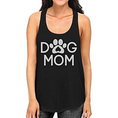 Dog Mom Women's Black Cute Dog Paw Graphic Tank Top For Dog Lovers