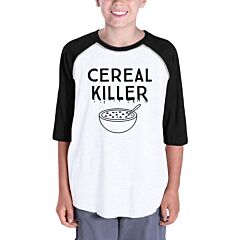 Cereal Killer Kids Black And White Baseball Shirt