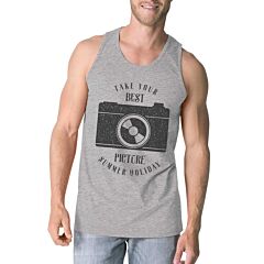 Take Your Best Picture Summer Holiday Mens Grey Tank Top