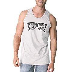 Summer Time Beach Party Mens White Tank Top