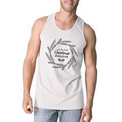 I Am The Best Christmas Decoration Wreath Mens White Tank Top