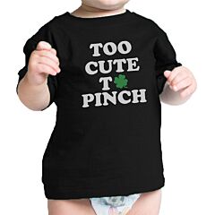 Too Cute To Pinch White Funny Design Baby Tee For St Patricks Day
