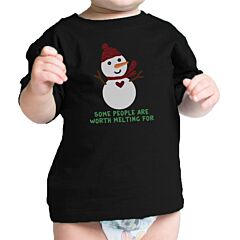 Some People Are Worth Melting For Snowman Baby Black Shirt
