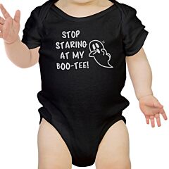 Stop Staring At My Boo-Tee Ghost Baby Black Bodysuit