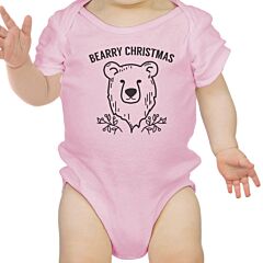 Bearry Christmas Bear Baby Pink Bodysuit