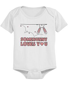 SomeBunny Loves You Funny Graphic Design Printed White Baby Bodysuit