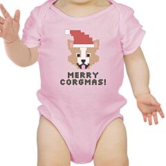 Merry Corgmas Corgi Baby Pink Bodysuit
