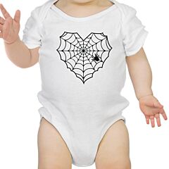 Heart Spider Web Baby White Bodysuit